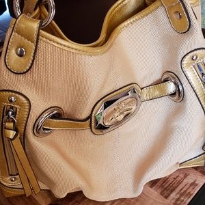 Bright Yellow Kathy VanZeeland Shoulder and Accessory Bag Gold Metallic Hardware